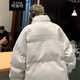 熊迪明美式PU皮棉服男外套男女同款秋冬季加厚棉衣羽面包絨服棉襖男士 M6610白色（鋼印款） XL（建議體重120斤-140斤）