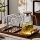 雅港冰川玻璃杯套裝家用耐高溫泡茶杯客廳待客高顏值喝水杯子杯具 玻璃杯*6+杯架+大提手托盤(pán)+水壺