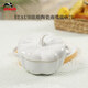 琺寶（staub）陶瓷創(chuàng)意雙耳帶蓋補(bǔ)品湯盅燉罐湯煲蒸蛋盅甜品湯碗小烤盤烘焙模具 南瓜盅0.7L-白色