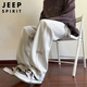 JEEP SPIRIT吉普褲子男士休閑褲男春秋季寬松直筒運(yùn)動(dòng)衛(wèi)長(zhǎng)褲 杏色 XL