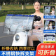 季禮信電動(dòng)車(chē)雨棚蓬新款可折疊伸縮摩托車(chē)遮陽(yáng)棚遮雨傘防曬雨遮陽(yáng)傘不查 藍圓點(diǎn)【前檔折疊棚】免組裝 快拆支架【有鏡】后視鏡下安裝