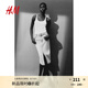 H&M女裝半身裙2025秋季新款時尚中腰直筒下擺寬松A字牛仔裙1272891 淺牛仔藍(lán) S 160/68