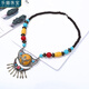 樂喵（LEMIAO）波西米亞復(fù)古民族風(fēng)項(xiàng)鏈女異域風(fēng)情藏族項(xiàng)鏈頭飾額頭鏈藏服配飾女 小牛(牛頭款)黃色