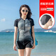 追浪魚(yú)泳衣女款2025新款高級感保守分體遮肚顯瘦專(zhuān)業(yè)游泳館專(zhuān)用溫泉泳裝 灰迷彩 泳衣+硅膠帽 XXL