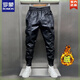 羅蒙（ROMON）秋冬季加絨加厚保暖防水外賣騎手摩托機(jī)車防風(fēng)皮褲男純黑色休閑褲 黑色895(加絨) XL 120-140斤