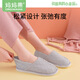 媽媽果月子鞋產(chǎn)婦春秋薄款包跟孕婦月子拖鞋產(chǎn)后鞋軟底厚底防滑夏季 棉紗提花_灰色 38-39
