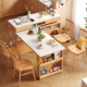 木宮匠HE木屋實(shí)木島臺伸縮餐桌一體家用原木奶油風(fēng)巖板旋轉多功能吧臺桌 1.4m巖板島臺+1.6m巖板餐桌 進(jìn)口巖板