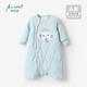 棉棉柔寶寶睡袍冬季嬰兒睡衣秋冬兒童夾棉加厚款純棉a類(lèi)男童女幼兒睡袋 彩藍 90cm