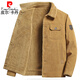 皮爾卡丹（pierre cardin）秋冬季休閑棉質(zhì)工裝外套男士夾克中青年翻領(lǐng)燈芯絨褂子外穿上衣服 土黃色 3XL