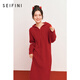詩(shī)凡黎（‘S EIFINI）詩(shī)凡黎新年紅氣質(zhì)衛衣針織連衣裙新春百搭顯瘦漂亮法式約會(huì )長(cháng)裙女 紅色 現貨 S 155/80A