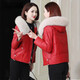 恒源祥海寧羽絨服女綿羊皮2025冬季新款小個(gè)子連帽短款加厚夾克皮衣外套 紅色【加絨加厚】 L [建議105-115斤]