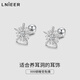 Lnieer999足銀耳釘女小雪花甜美螺絲擰扣銀耳環(huán)小眾足銀養耳洞銀耳飾品 999足銀雪花耳釘