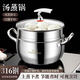 鋼興發(fā)特厚316不銹鋼鼓型煲湯鍋蒸煮一體鍋耐高溫防腐蝕電磁爐燃氣灶用 防溢湯鍋+蒸格+飛鳥(niǎo)蓋 24cm