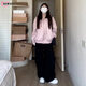 DXOT甜美風(fēng)粉色翻領(lǐng)休閑夾克上衣女秋季小眾設(shè)計(jì)感寬松美式棒球服外套 粉紅色(無刺繡圖案) M 45-55kg