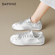 達芙妮芭蕾風(fēng)德訓鞋女2026新款春季平底蝴蝶結新中式國風(fēng)運動(dòng)鞋休閑鞋女 銀色【絲滑布面】 38