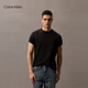 Calvin KleinJeans25夏季男士休閑簡(jiǎn)約刺繡ck純棉打底針織短袖T恤40HM265 UB1-太空黑 L