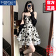 莫代爾法式碎花吊帶連衣裙女2025夏季新款寬松顯瘦休閑百搭輕薄A字短裙 單件白色吊帶裙 有內襯 L (建議100-120斤)