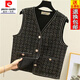 皮爾卡丹（pierre cardin）23年新款馬甲背心女春秋季新款小香風(fēng)粗花呢薄款外搭坎肩百搭馬夾 黑色(好質(zhì)量/精品面料) M