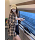 燕潯韓系復(fù)古格子襯衣女裝2025夏裝新款甜美寬松長(zhǎng)袖開衫襯衫外套 圖片色 S -95斤以下