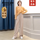奧絲婕（Aosijie）高端品牌羊毛闊腿褲女2025秋冬新款高腰寬松垂感休閑直筒毛呢長(cháng)褲 米色九分【建議身高150-163cm】 28 2尺1