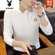 花花公子（PLAYBOY）2025年新款針織春秋長(zhǎng)袖T恤男士polo衫潮流時(shí)尚修身舒適t恤上衣 白色 2XL
