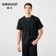 SIMWOOD/簡木【標(biāo)準(zhǔn)寬松 】310g基礎(chǔ)純色重磅打底圓領(lǐng)短袖t恤SN120088 黑色（右下同色印花） XL （建議146-160斤）