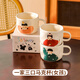 川島屋原創(chuàng  )一家三口四口馬克杯家用兒童陶瓷水杯可愛(ài)親子早餐杯子 一家三口馬克杯(女孩)