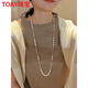 TOAY一款多用正圓強(qiáng)光施家手工珍珠疊戴長(zhǎng)款毛衣鏈春夏銀項(xiàng)鏈 短款，約80CM(銀扣)