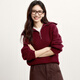 伊芙麗（eifini）伊芙麗翻領(lǐng)拉鏈休閑套頭針織衫2024秋季新款通勤超百搭舒適上衣 酒紅 M 160/85CM