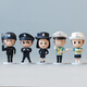 Double Horses警察公仔擺件 警察手辦車(chē)載擺件特警交警卡通人偶模型玩具禮品 警察全套5款 10厘米