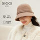 Siggi羊毛漁夫帽女秋冬新款保暖女士加厚盆帽蝴蝶結氣質(zhì)優(yōu)雅女士帽子 奶茶駝 均碼 適戴頭圍56-59cm