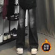 衣然呈品牛仔褲秋冬款男美式水洗復古顯高顯瘦寬松休閑百搭做舊加絨褲子男 黑色【加絨】 L 【建議110-130斤】