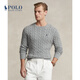 Polo Ralph Lauren 拉夫勞倫 男裝 經(jīng)典款絞花編結棉質(zhì)針織衫RL17705 020-暖麻灰色 S 偏大
