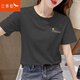 紅蜻蜓 短袖t恤女2026新款韓版女裝純棉T恤女顯瘦春夏裝打底上衣潮小衫 煙灰色 L