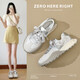 ZHR德訓鞋女運動(dòng)拼接緞面女鞋厚底透氣時(shí)尚休閑鞋女 GR09 銀色 39