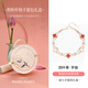 銀千惠999足銀四葉草手鏈女士七夕情人節禮物送女朋友輕奢高端飾品生日 雙層四葉草手鏈+【桃之夭夭禮盒】 七夕節女生禮物/玫瑰花禮盒送老婆/999純銀配證書(shū)