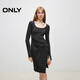 ONLY秋季螺紋修身顯瘦U型領(lǐng)針織短裙連衣裙女|124346001 E02 瀝青灰色 S (160) 80A