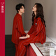 家樂芬紅色本命年男女睡衣結婚新婚情侶套裝棉質春秋季長袖家居服 A811840幸運紅-女款 L