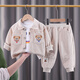 迪士尼（Disney）男童春秋套裝痞帥氣男孩衣服1一2-3歲寶寶衛衣童裝兒童秋裝三件套 米黃-雙熊兩件套無(wú)內膽 110 (升級款)cm
