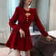 玉極虞金絲絨蓬蓬連衣裙秋冬季圣誕節拜過(guò)新年衣服穿搭主題紅色女裝戰袍 【紅色兩件套】289 L 建議100-110斤