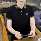 啄木鳥t恤男翻領(lǐng)夏季潮流男士短袖冰絲棉polo汗衫2024夏款高端體恤半袖T 黑色 XL【推薦120-135斤】