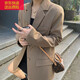寶格妍西裝外套女2024春秋網(wǎng)紅新款秋裝韓版寬松西服棕色休閑西裝外套女 卡其色 XXL（建議125-140斤）