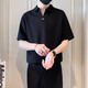 倉石一樹(shù)潮牌V領(lǐng)商務(wù)polo衫男士短袖2026年春季新款百搭休閑內搭半袖t恤 黑色短袖 3XL