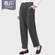 春織中老年松緊腰褲子女秋冬款寬松運動(dòng)直筒休閑褲彈力女裝媽媽長(cháng)褲 深麻灰 加厚 2XL 130斤-145斤可穿