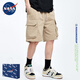 nasawassup2024潮牌高街vibe風(fēng)口袋裝飾休閑短褲男夏季美式寬松工裝五分褲子 杏色DK114-HMFS XL 【建議120-140斤】