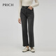 PRICH時(shí)尚高腰直筒牛仔褲冬季新款保暖顯瘦松弛感長(cháng)褲子女 15灰色 M 160