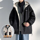 七武海羊羔絨雙面穿棉衣男款冬季加絨加厚2023新款寬松棉服工裝男士外套 MYY8950黑色 XL