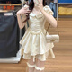 乖甜星2025新款小個(gè)子法式初戀藍(lán)色連衣裙子女裝夏季收腰蓬蓬裙公主短裙 黃色 L 55-60kg