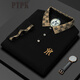 PTPK潮牌高檔純棉刺繡保羅短袖polo衫男夏薄新款商務休閑翻領(lǐng)t恤上衣 黑色 XL 體重141-159斤