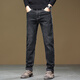 亞獅龍【虹條絨】牛仔褲男修身直筒2024新款秋冬季款加絨加厚藍色褲子 YC-6813H煙灰色 32碼